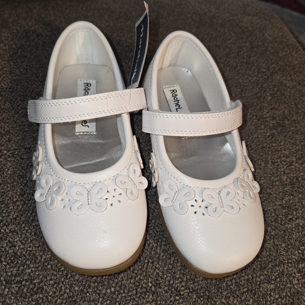 Rachel Childrens 9m Dress Shoes White Floral Mary Janes